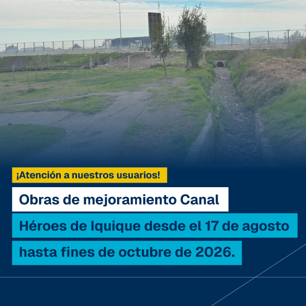 Obras de mejoramiento del Canal Héroes de Iquique en Maipú desde el 17 de agosto hasta fines de octubre de 2026